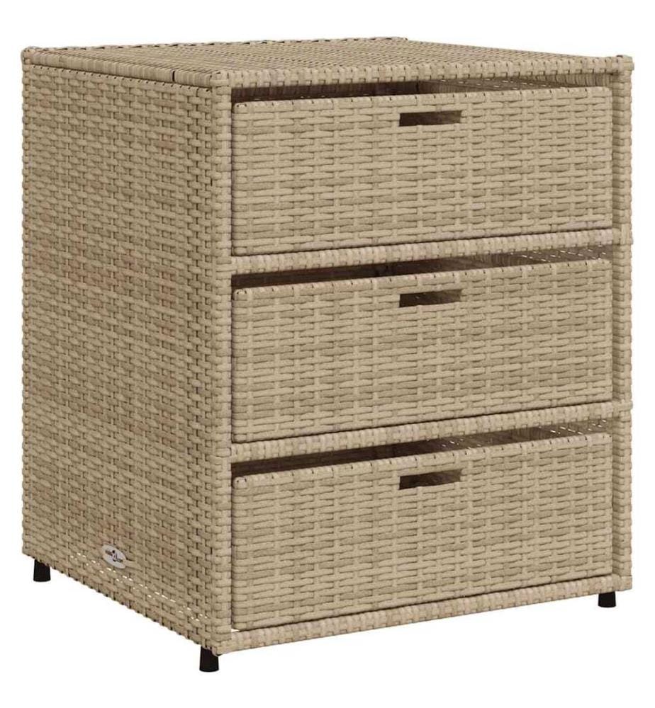 Armoire de rangement de jardin beige 55x59x69 cm résine tressée