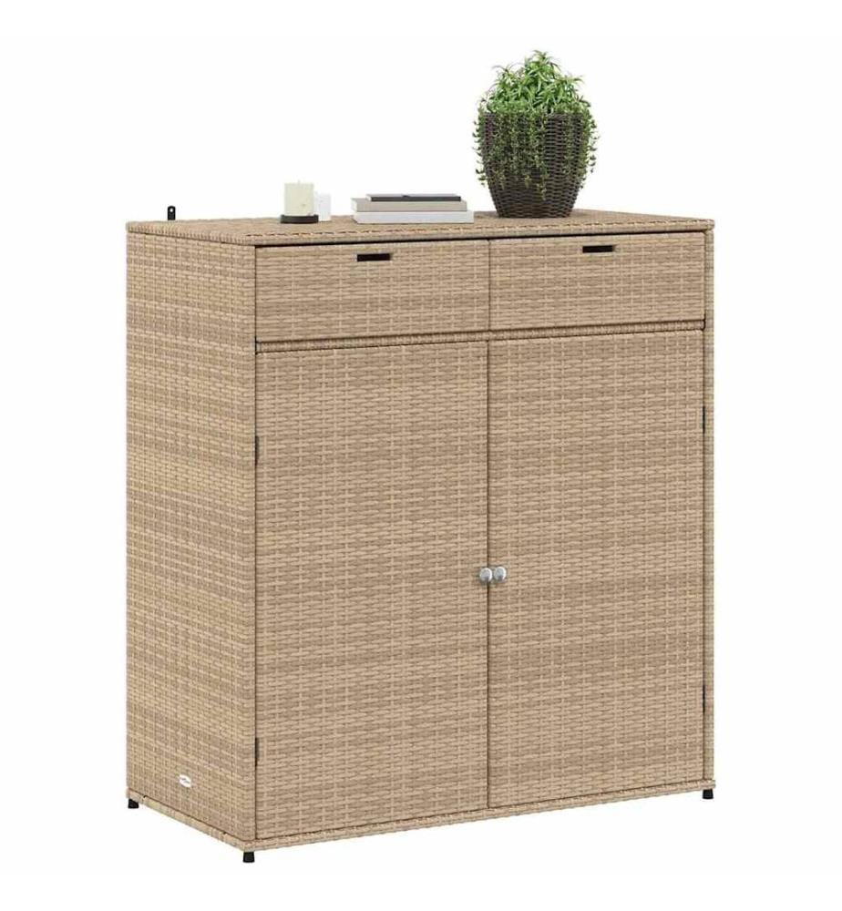 Gartenschrank Beige 105x55x113 cm Poly Rattan