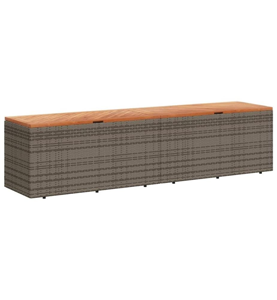 Gartentruhe Grau 220x50x54 cm Poly Rattan Akazienholz