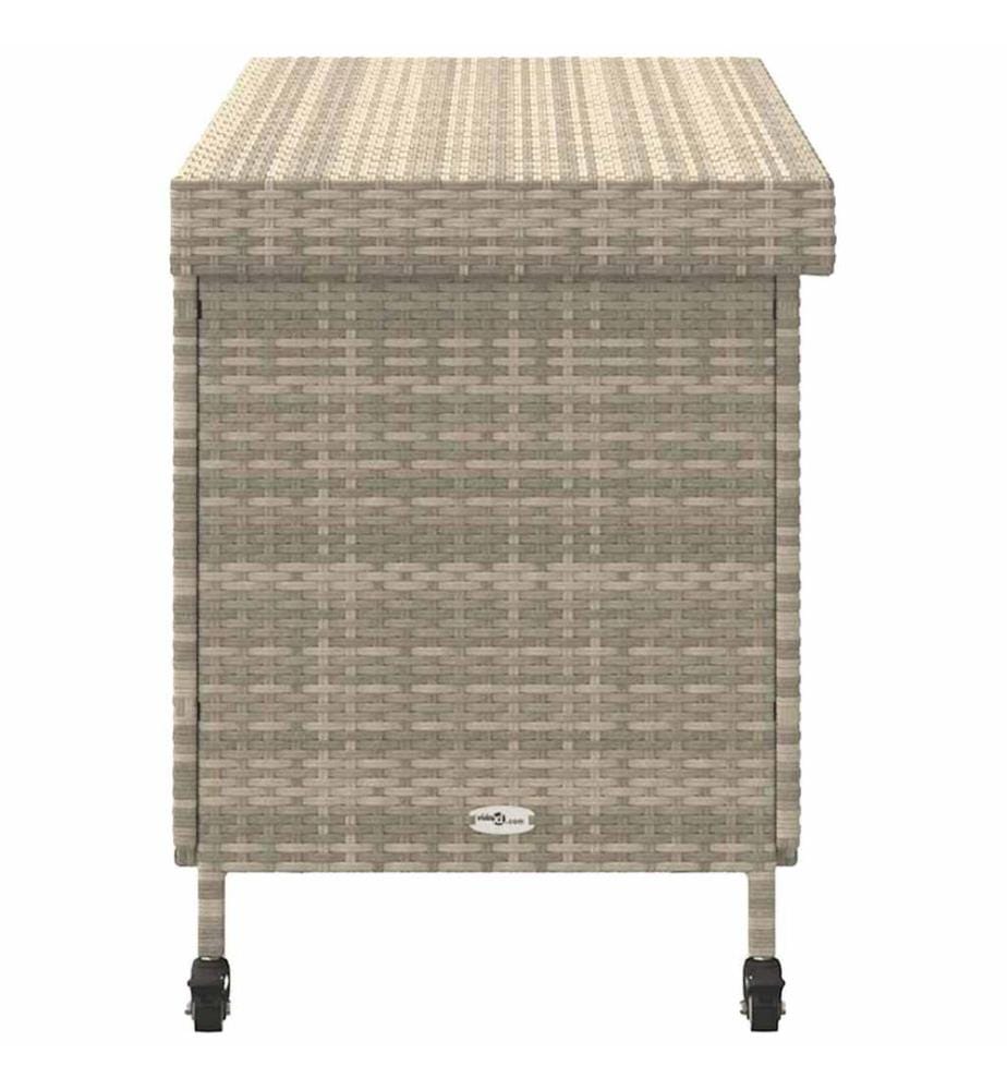Gartentruhe mit Rollen Hellgrau 110x55x73 cm Poly Rattan
