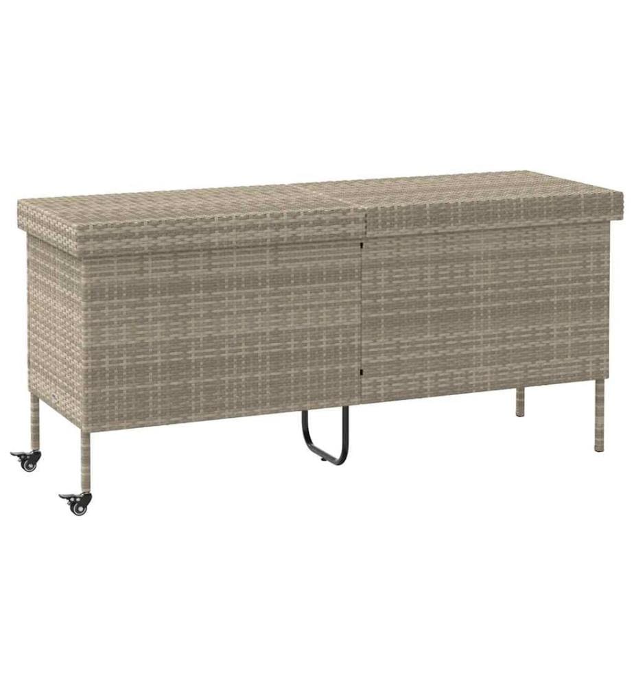 Boîte de rangement de jardin et roues gris clair résine tressée
