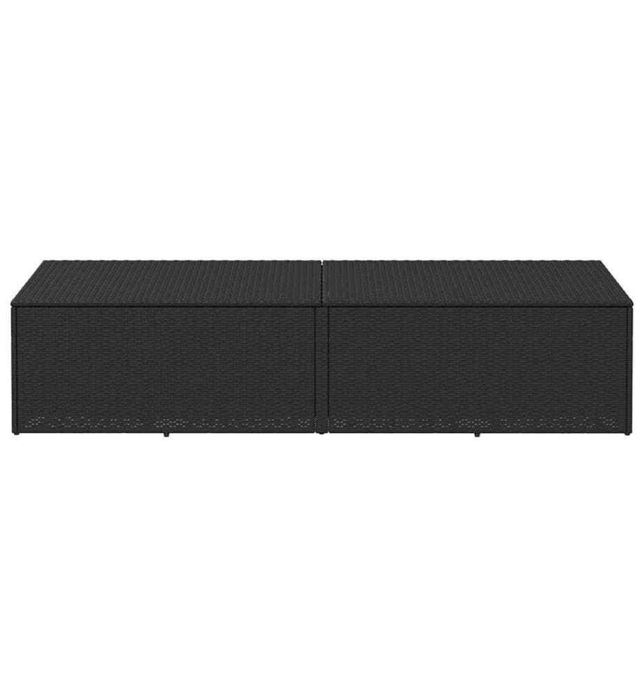 Boîte de rangement de jardin noir 220x50x58 cm résine tressée