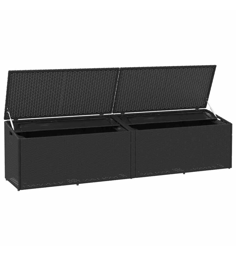 Boîte de rangement de jardin noir 220x50x58 cm résine tressée