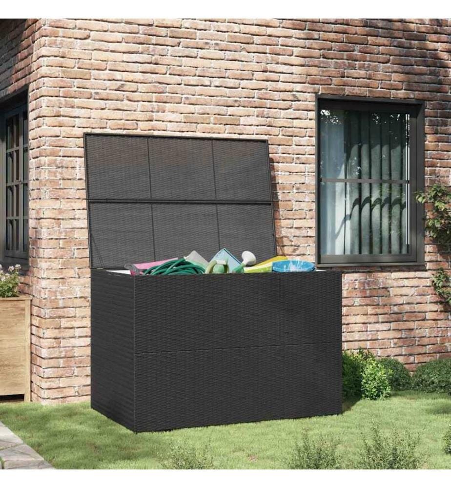 Boîte de rangement de jardin noir 150x100x100 cm résine tressée