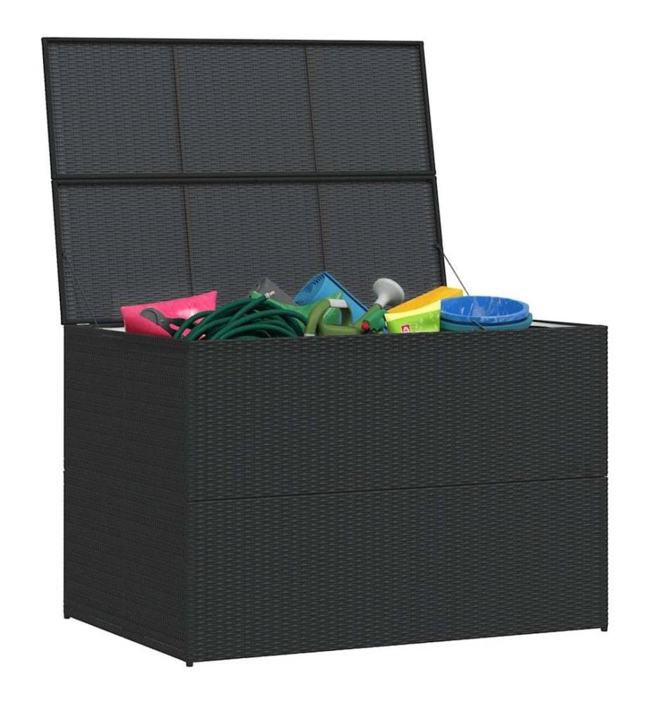 Boîte de rangement de jardin noir 150x100x100 cm résine tressée