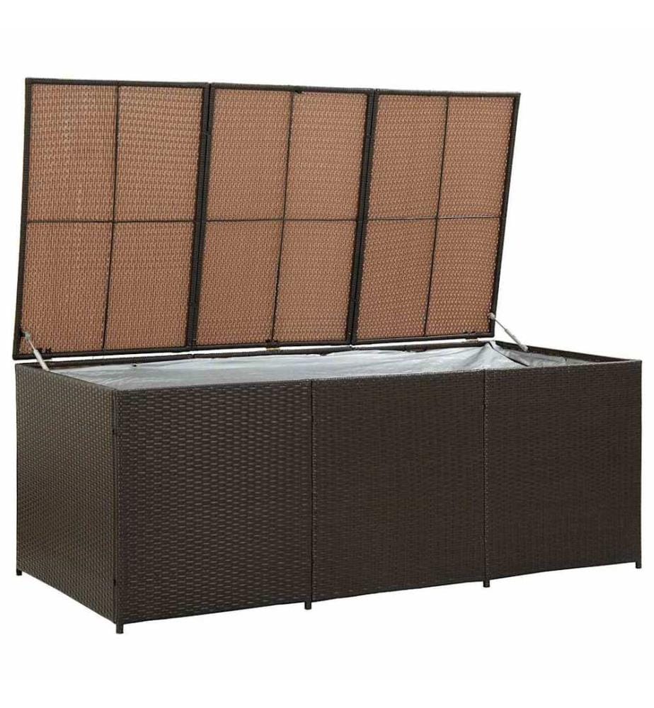 Boîte de rangement de jardin résine tressée 180x90x70 cm marron