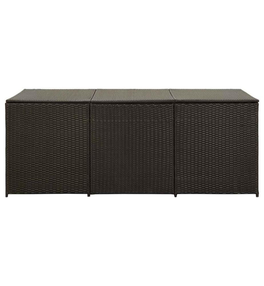 Boîte de rangement de jardin résine tressée 180x90x70 cm marron