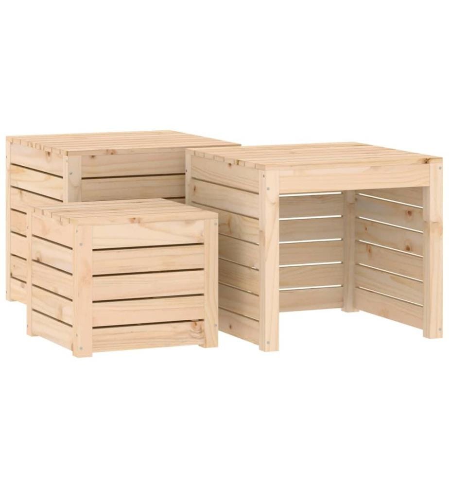 3-tlg. Gartenbox-Set Massivholz Kiefer