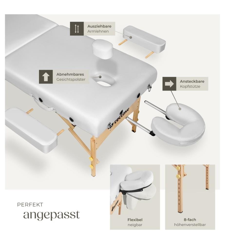 Table de massage Pliante 2 Zones 7,5 cm d'épaisseur - blanc
