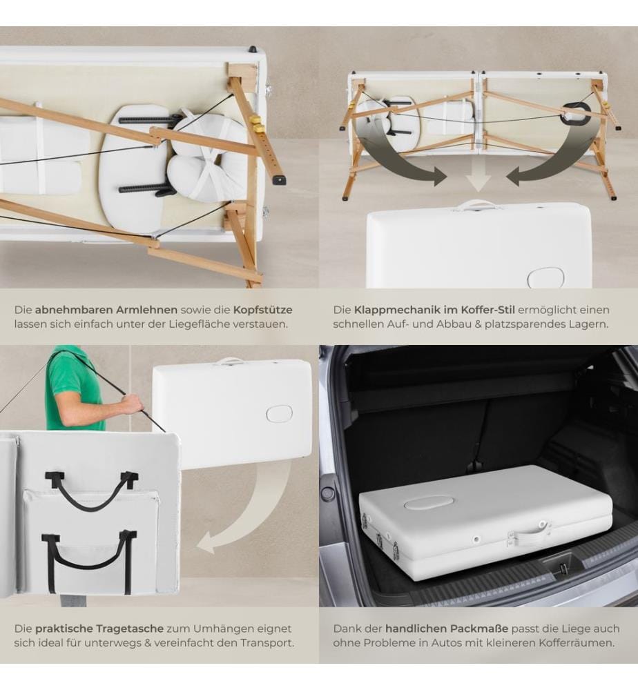 Table de massage Pliante 2 Zones 7,5 cm d'épaisseur - blanc