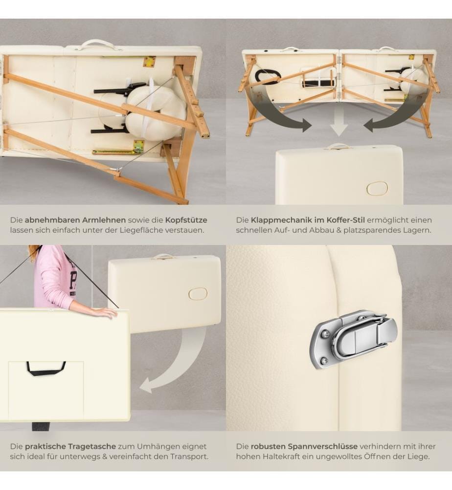 Lettino da massaggio a 3 zone Daniel, di imbottitura borsa - beige