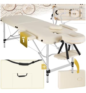 Lettino da massaggio a 2 zone con imbottitura e telaio in alluminio - beige