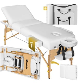Lettino da massaggio a 3 zone Somwang con 7,5 cm di imbottitura e supporto in legno - bianco