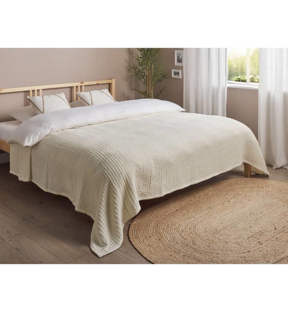 Tagesdecke CHAGYL Baumwolle 220 x 240 cm Hellbeige