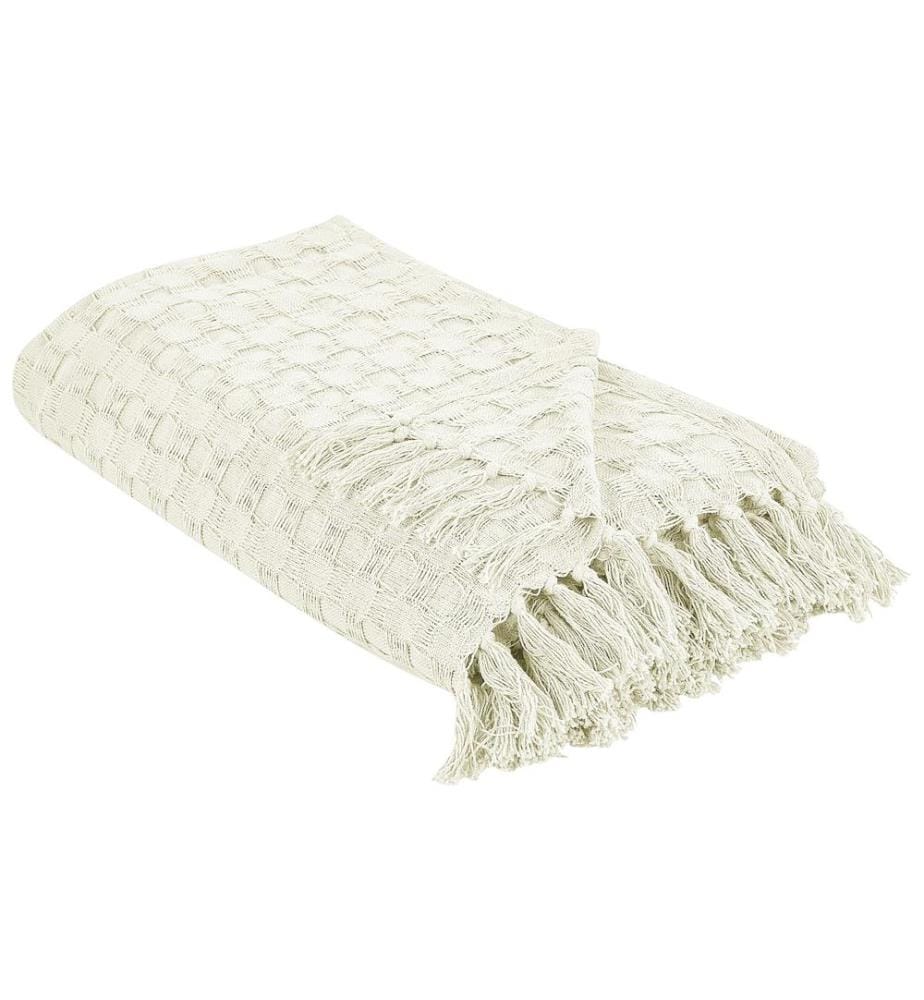 Couvre-lits BERE Coton 150 x 200 cm Blanc cassé
