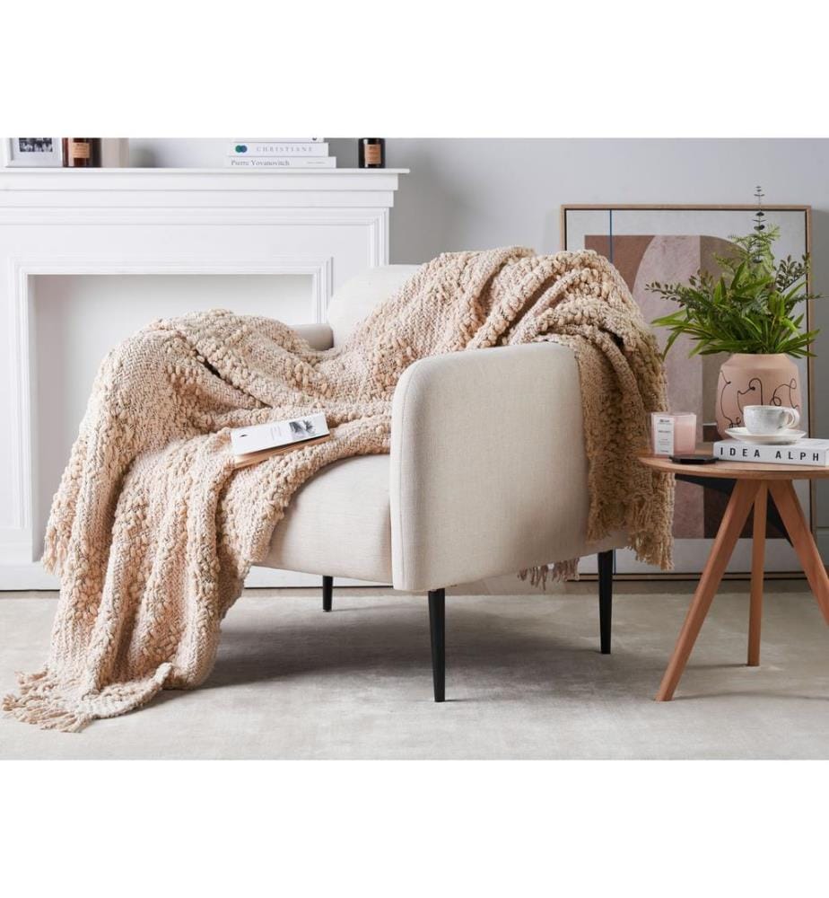 Couverture VELLA Coton 150 x 200 cm Beige clair