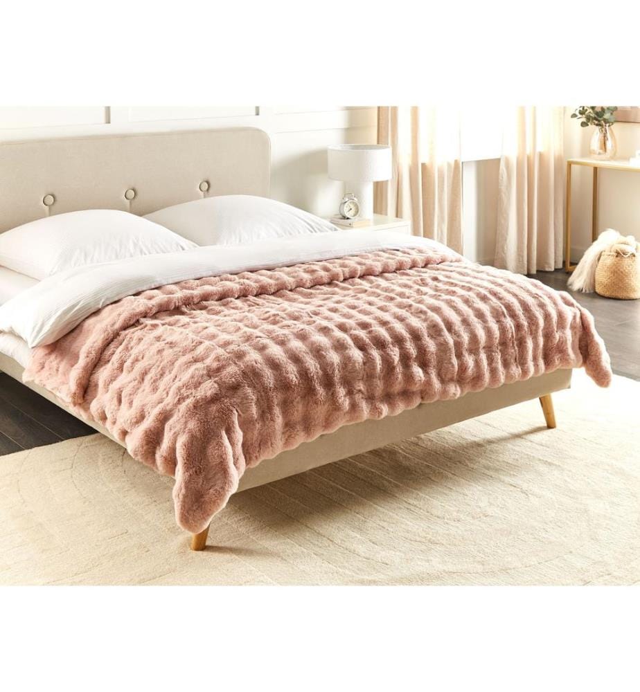 Couverture SALKA Fourrure synthétique 200 x 220 cm Rose pastel