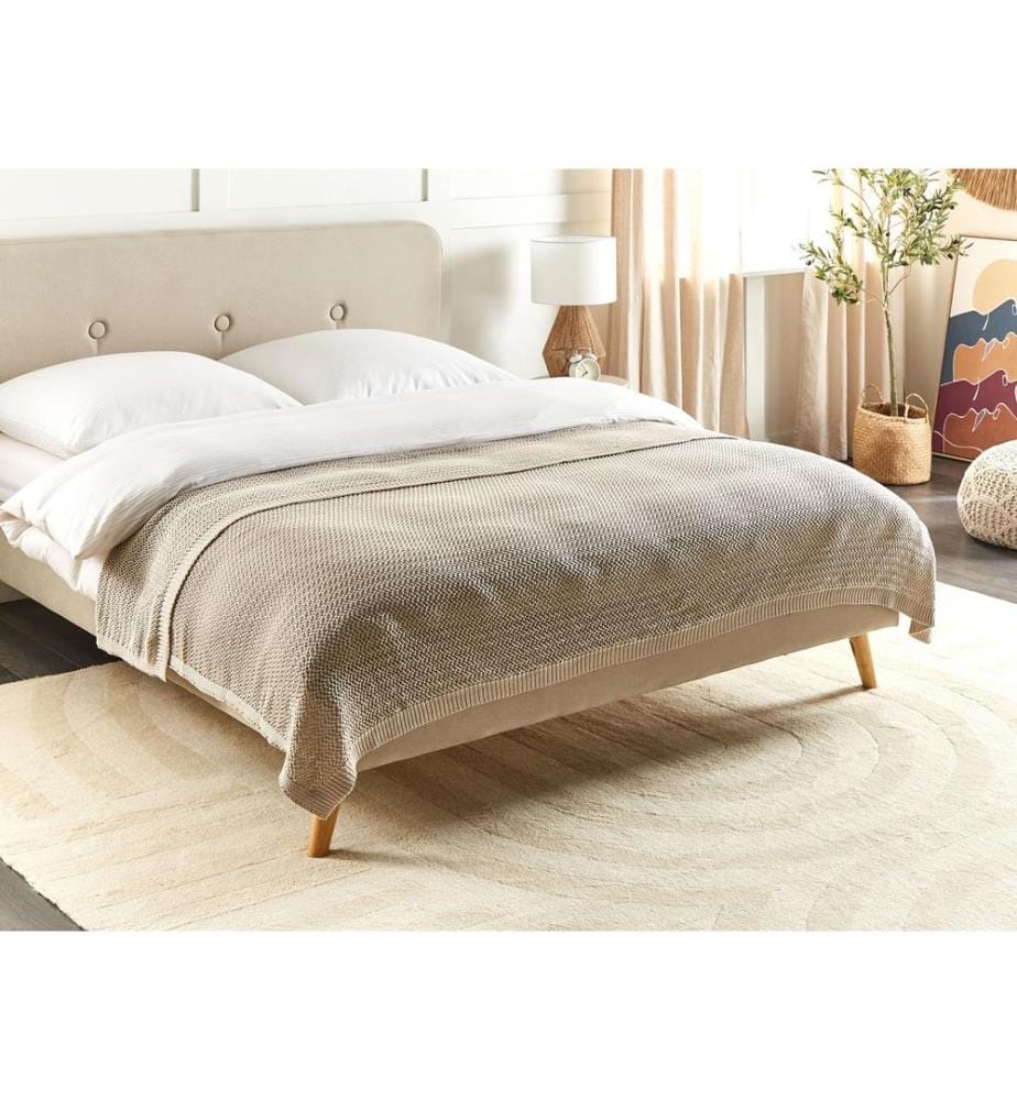 Couvre-lits ILEN Coton 150 x 200 cm Beige clair