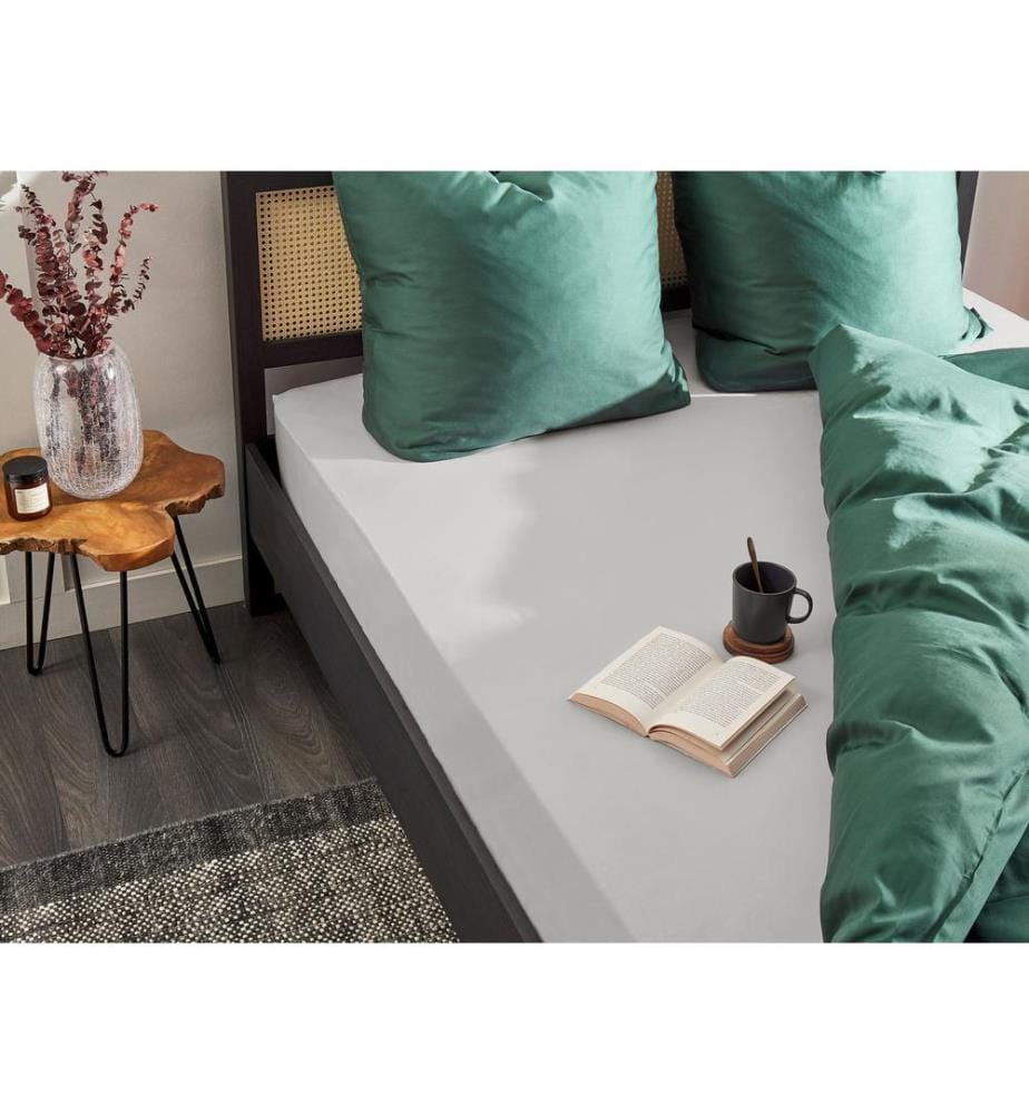 Drap housse JANBU Coton 140 x 200 cm Gris clair