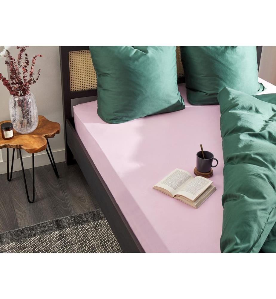Drap housse JANBU Coton 200 x 200 cm Rose pastel