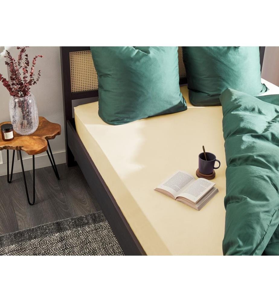 Drap housse JANBU Coton 160 x 200 cm Jaune
