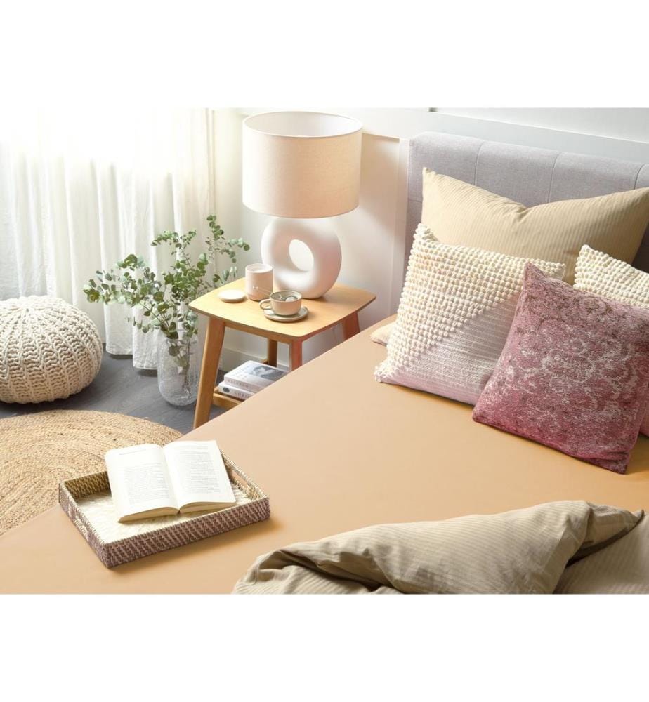 Drap housse JANBU Coton 140 x 200 cm Beige sable