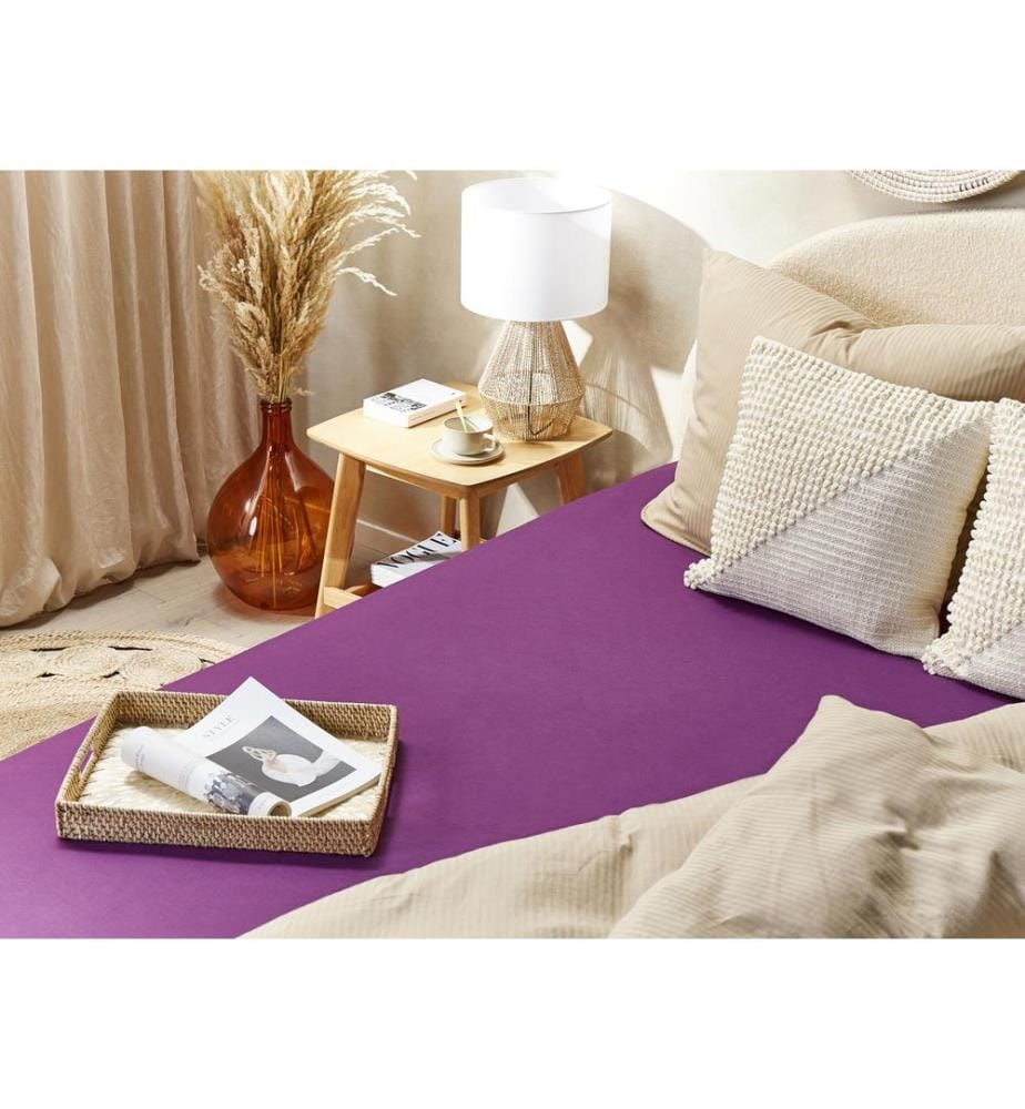 Drap housse JANBU Coton 160 x 200 cm Pourpre
