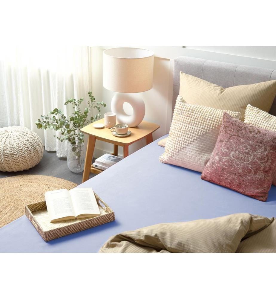 Drap housse JANBU Coton 140 x 200 cm Bleu clair