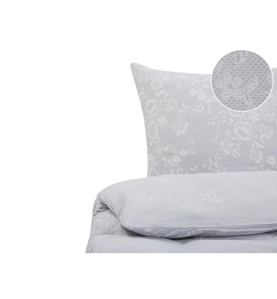 Set Copripiumino MORNINGSIDE Raso di Cotone 135 x 200 cm Grigio