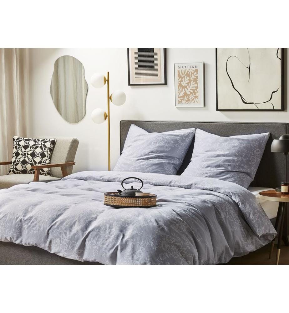 Set Copripiumino MORNINGSIDE Raso di Cotone 200 x 220 cm Grigio