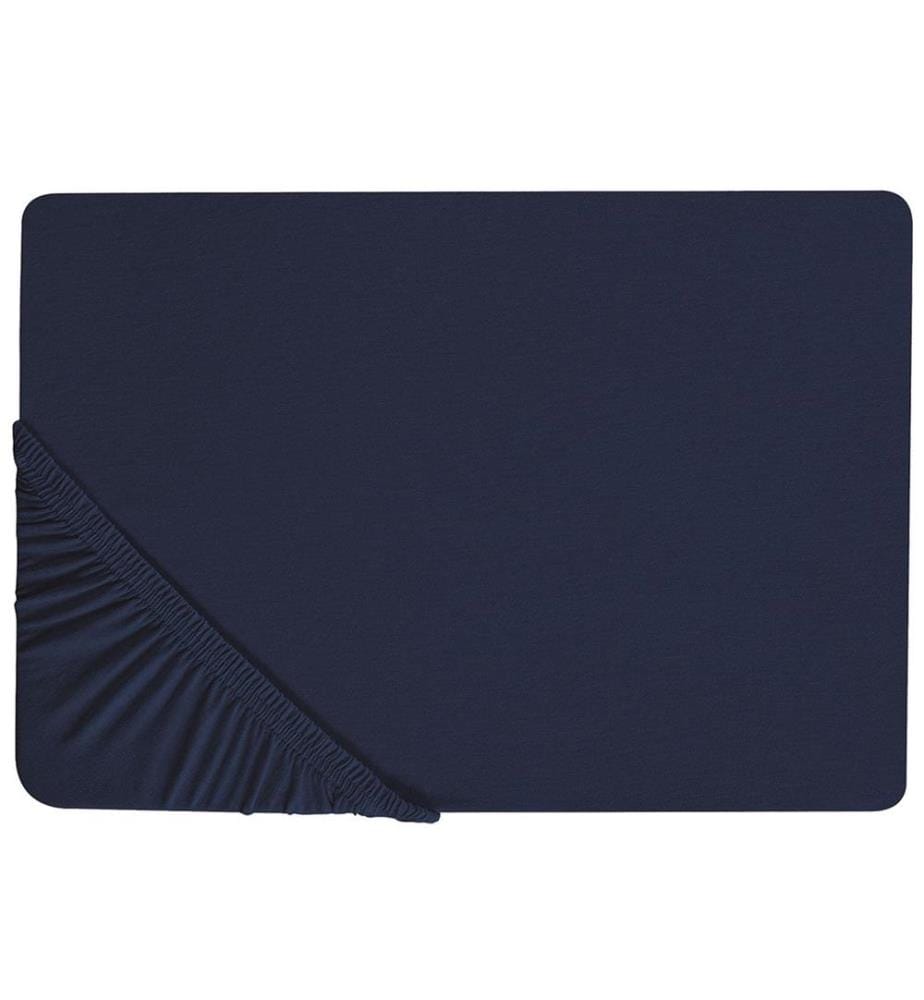 Drap housse HOFUF Coton 160 x 200 cm Bleu marine