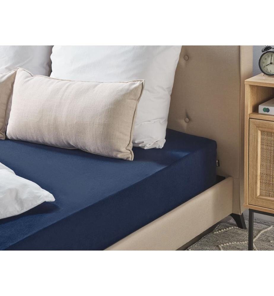 Drap housse HOFUF Coton 180 x 200 cm Bleu marine