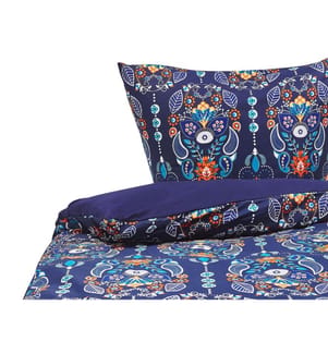 Bettwäsche-Set MADRONA Baumwollsatin 155 x 220 cm Dunkelblau