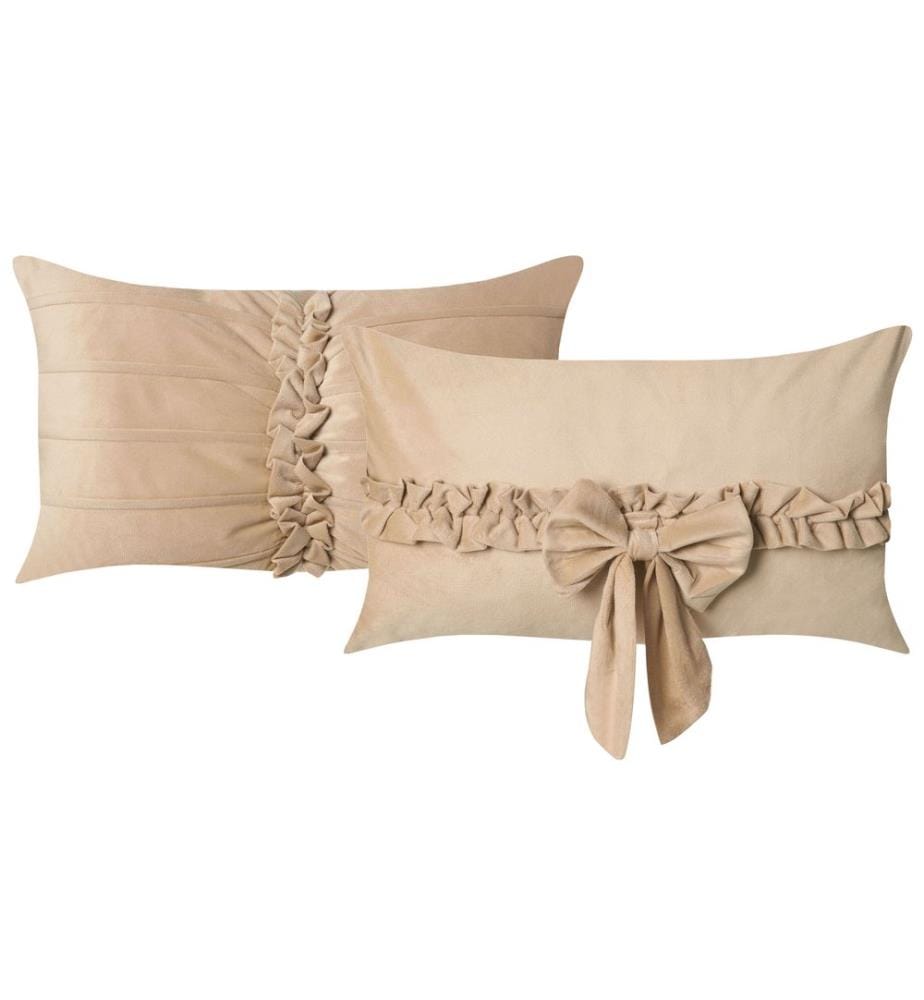 Set di 2 cuscini BELLE Velluto 30 x 50 cm Beige Tinta unita