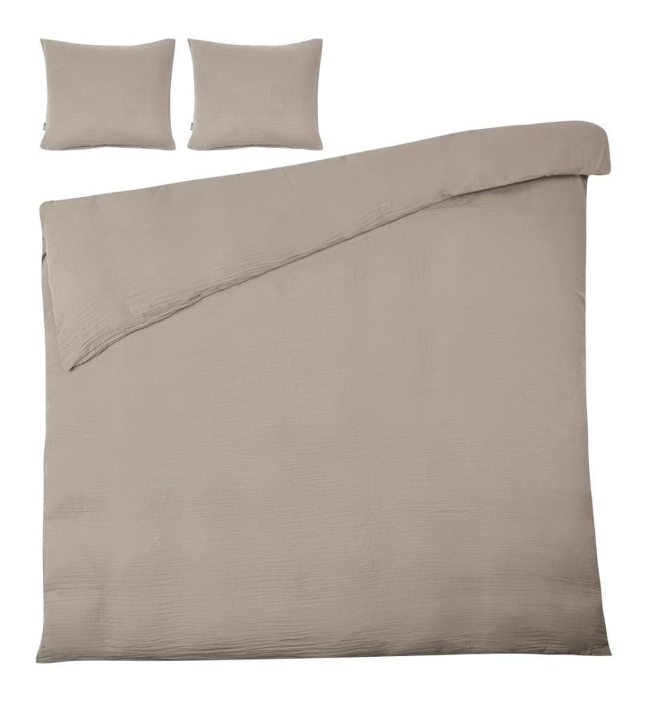 Ensemble de housses de couette SUMNER Mousseline de coton 220 x 240 cm Taupe