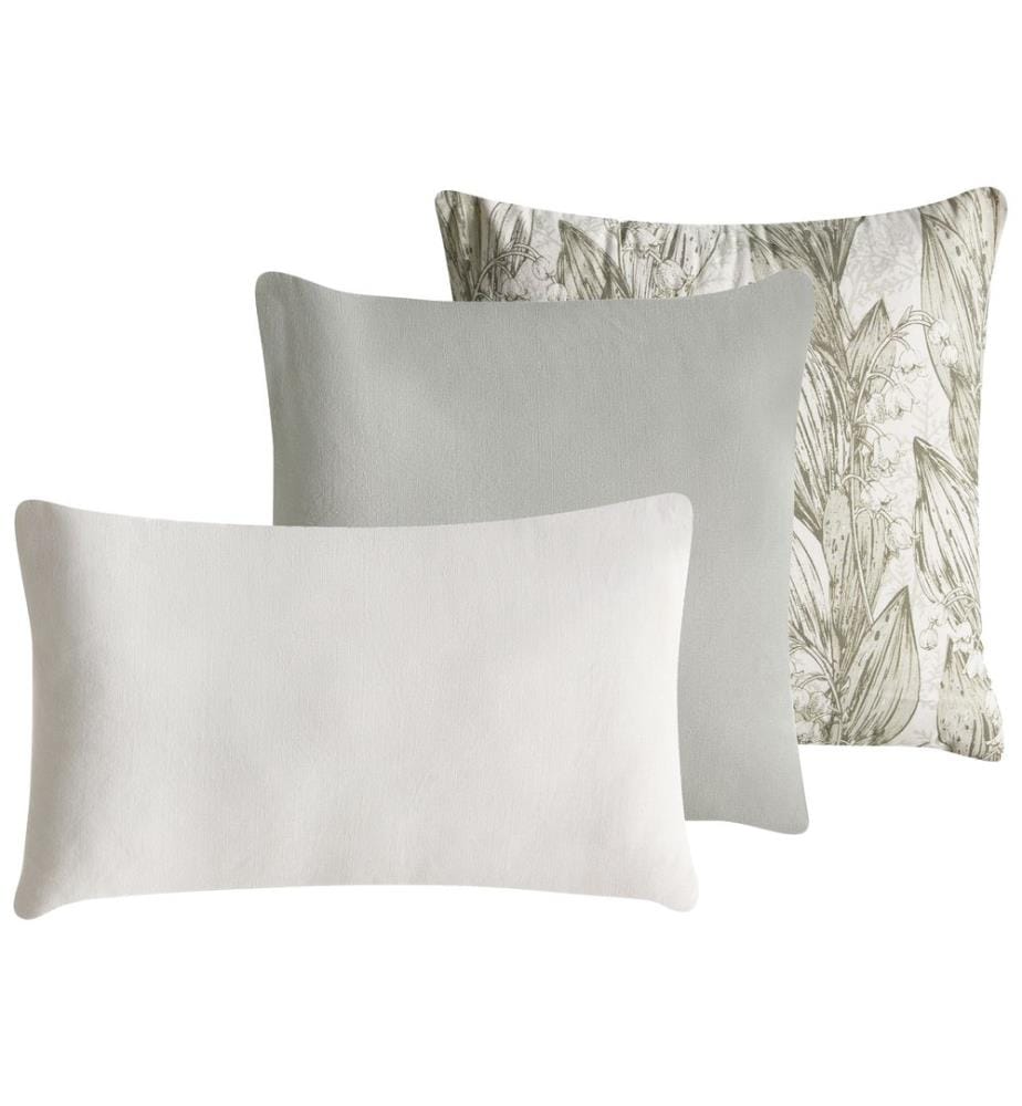 Dekokissen 3er Set XYLOPIA Baumwolle 30 x 50 cm 45 x 45 cm Grün Blumenmuster