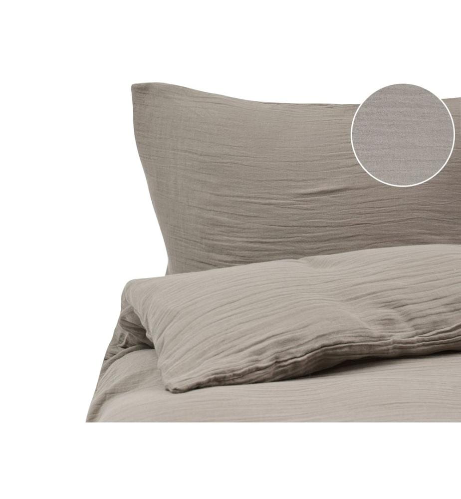 Ensemble de housses de couette SUMNER Mousseline de coton 150 x 200 cm Taupe