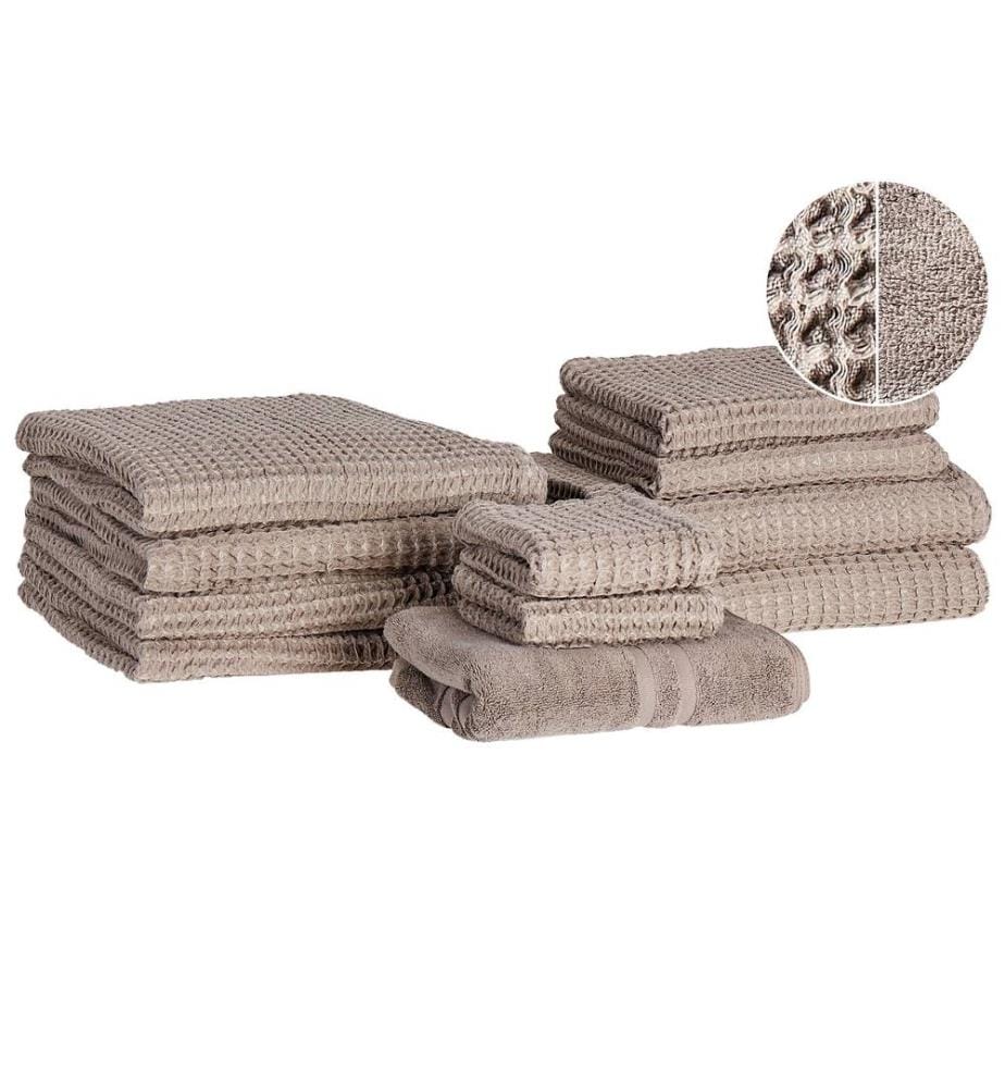 Lot de 11 serviettes AREORA Coton Taupe