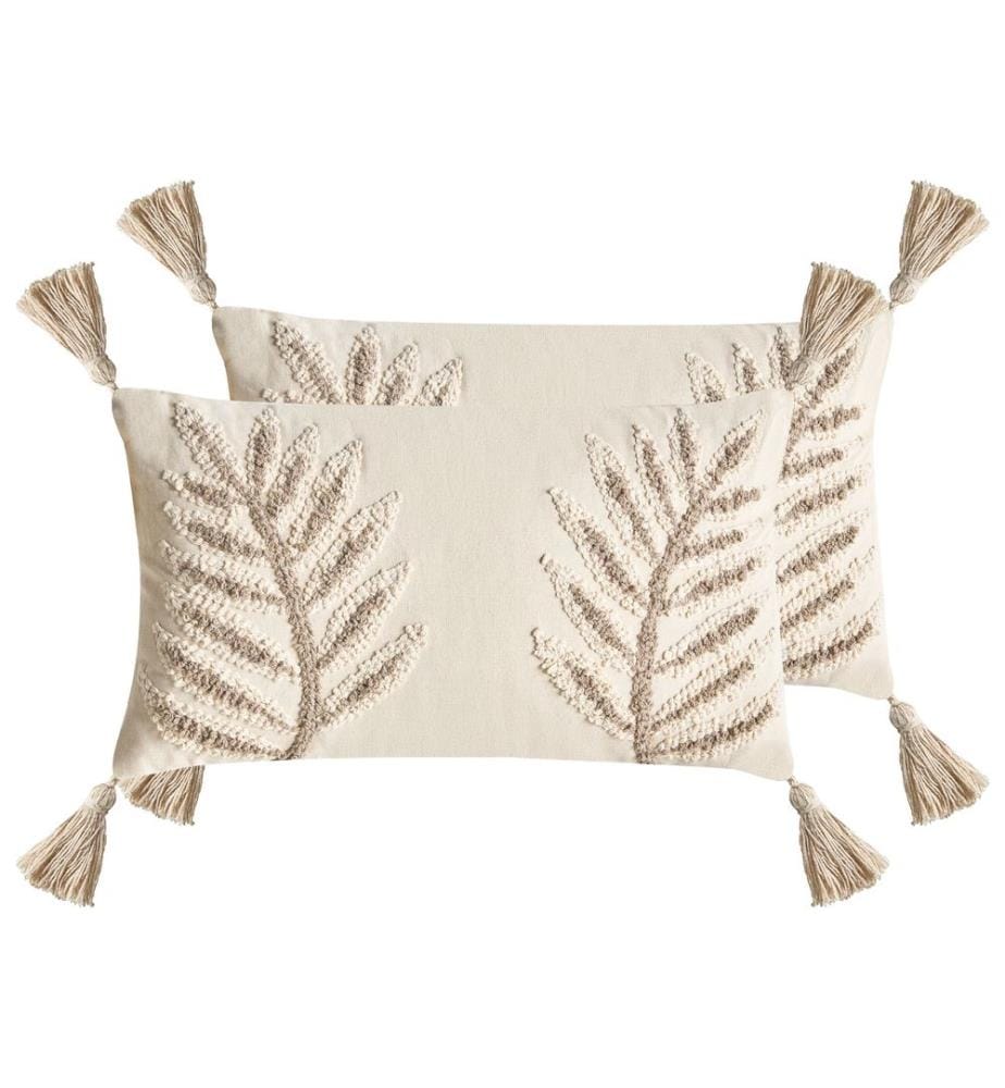Set di 2 cuscini POMETIA Cotone 30 x 50 cm Beige Trama floreale