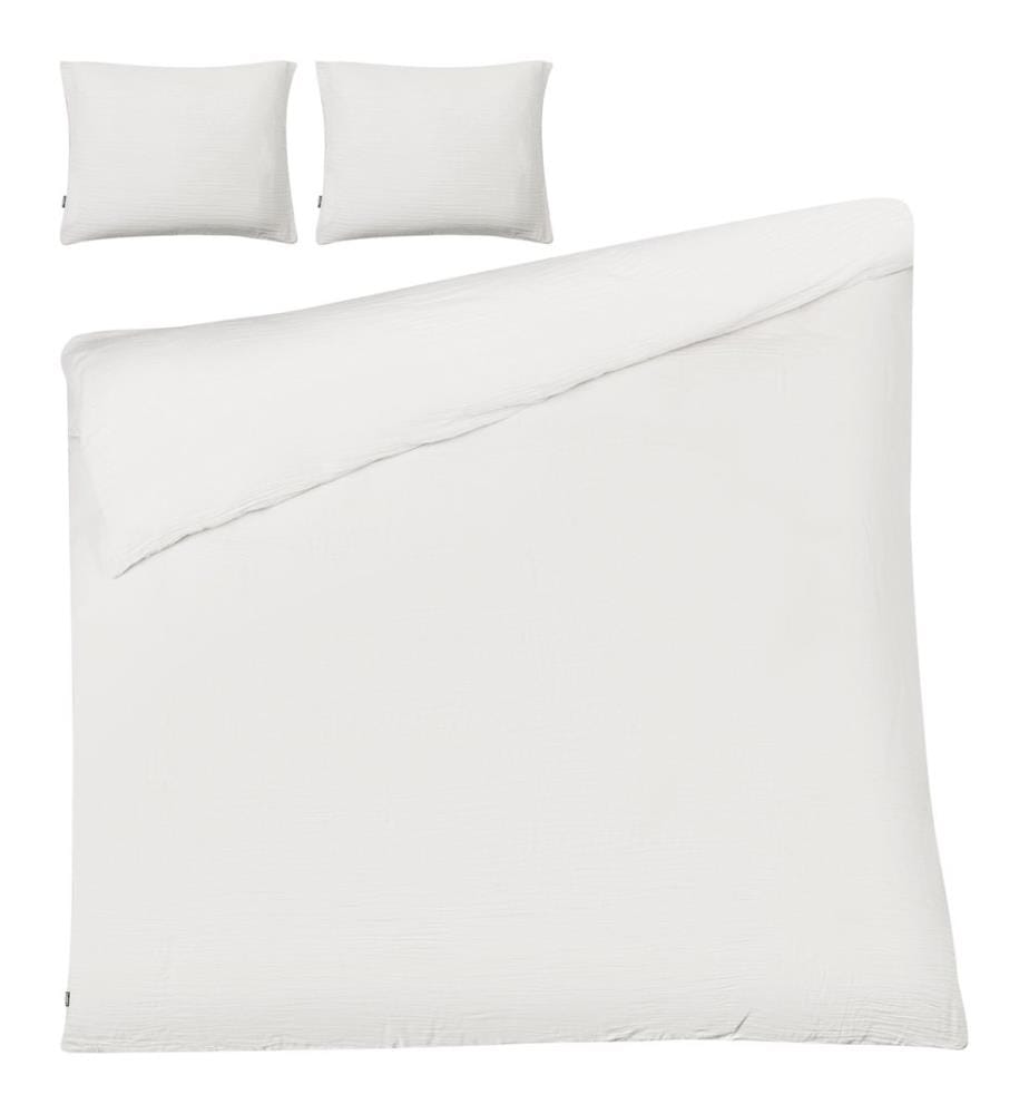 Ensemble de housses de couette SUMNER Mousseline de coton 220 x 240 cm Blanc cassé