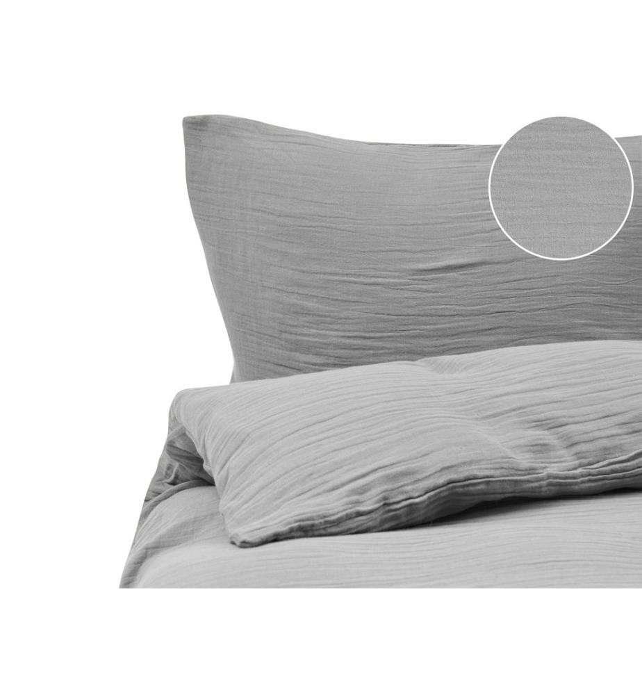 Ensemble de housses de couette SUMNER Mousseline de coton 150 x 200 cm Gris clair
