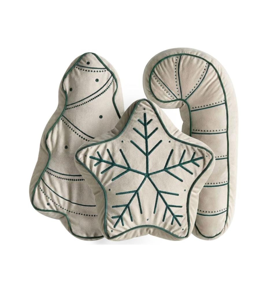 Set di 3 cuscini decorativi JOLLYTRIO Velluto 35 x 70 cm 40 x 60 cm 40 x 40 cm Beige chiaro Modello natalizio