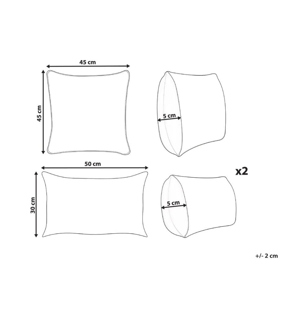 Dekokissen 3er Set VATICA Samtstoff 30 x 50 cm 45 x 45 cm Bunt Ohne Muster