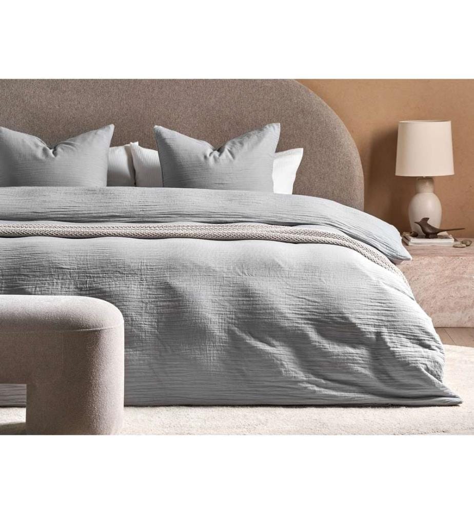 Ensemble de housses de couette SUMNER Mousseline de coton 220 x 240 cm Gris clair