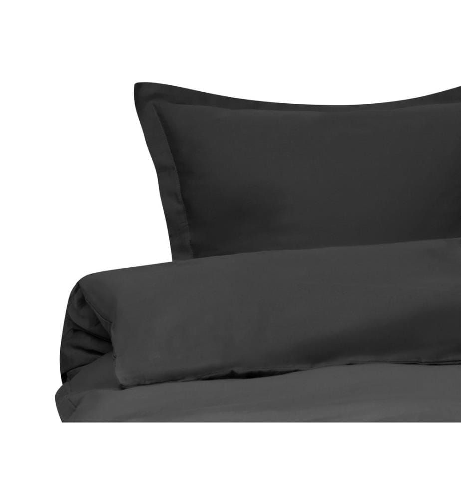 Set Copripiumino PARKROSE Raso di Cotone 220 x 240 cm Nero