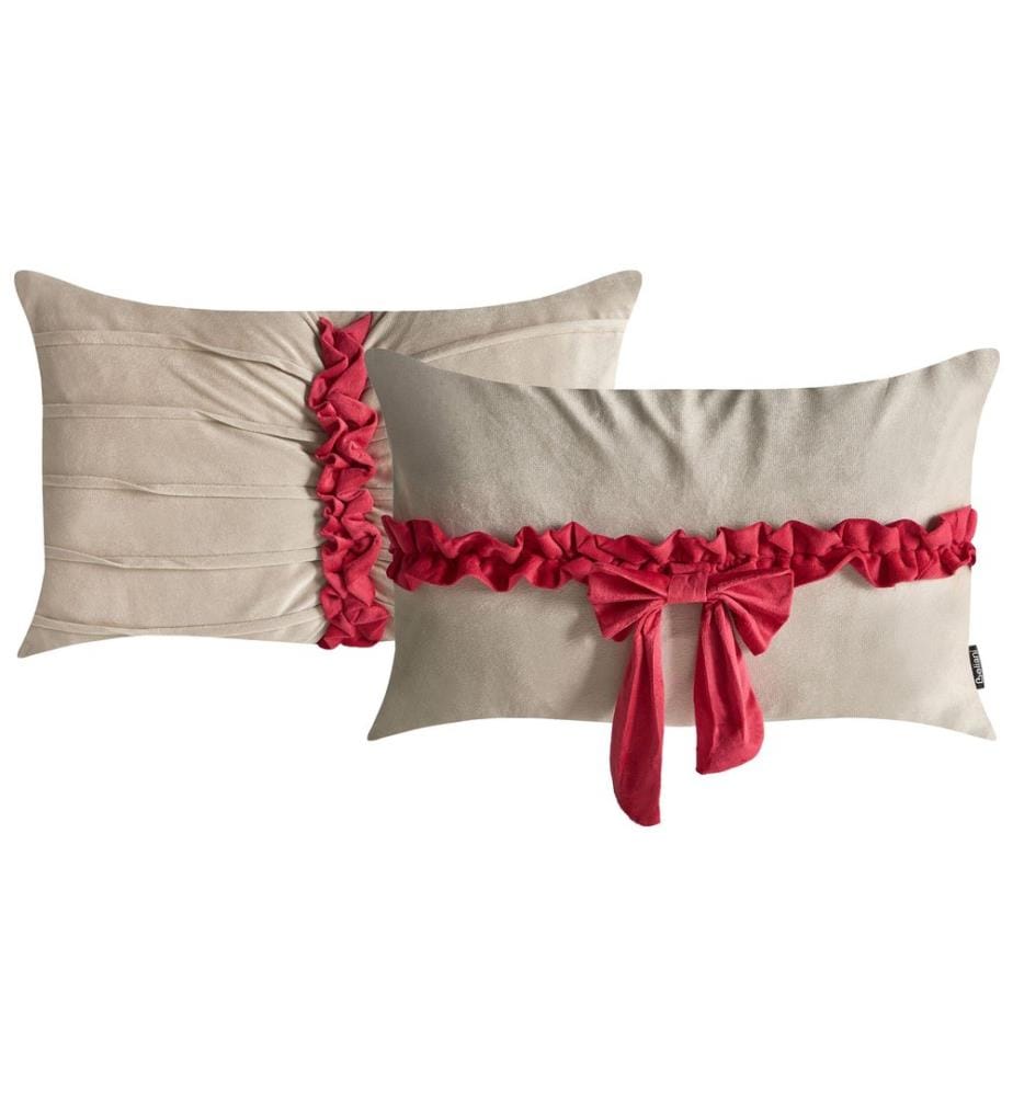 Set di 2 cuscini BELLE Velluto 50 x 30 cm Tortora Modello natalizio
