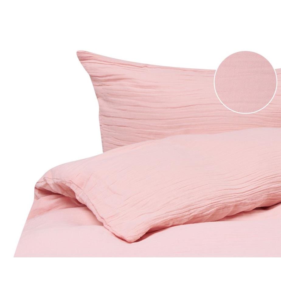 Ensemble de housses de couette SUMNER Mousseline de coton 200 x 200 cm Rose pastel