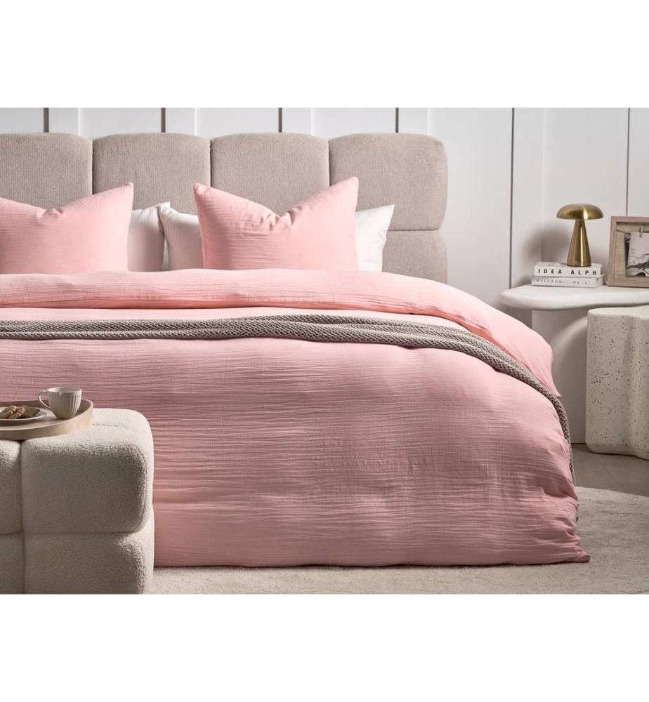 Ensemble de housses de couette SUMNER Mousseline de coton 200 x 200 cm Rose pastel