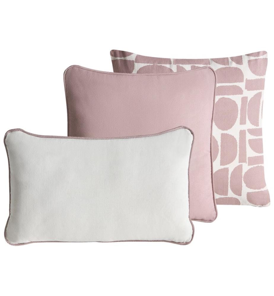 Set di 3 cuscini decorativi PENTACE Cotone 30 x 50 cm 45 x 45 cm Rosa Tinta unita