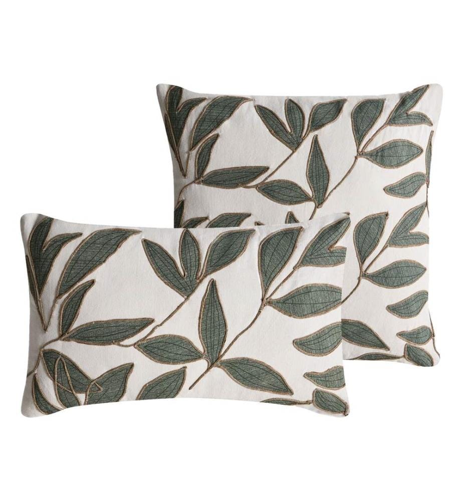 Set di 2 cuscini LANSIUM Cotone 30 x 50 cm 45 x 45 cm Bianco Trama di piante
